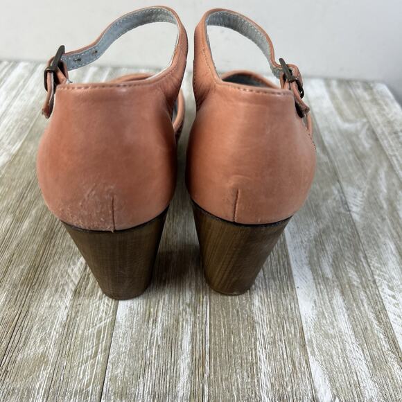 ERIC MICHAEL Womens 36 US 6-6.5 Dusty Pink Leather Heeled Mary Jane Clogs Shoes - Picture 7 of 11